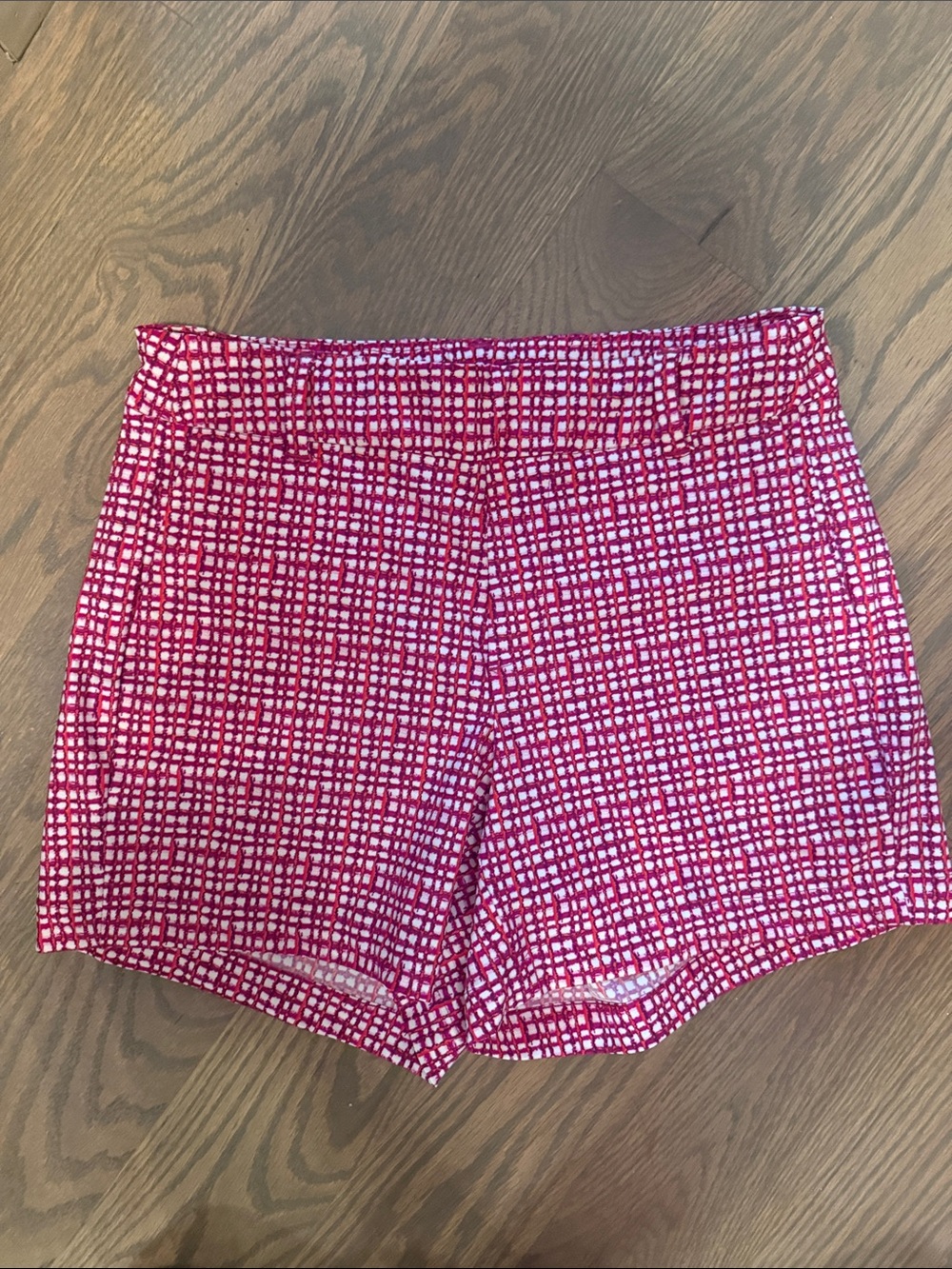 SPANX Pink Grid-Print High-Waist Stretch Shorts